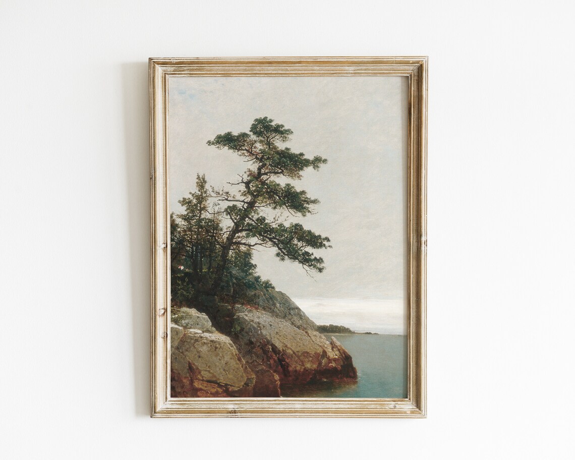 Vintage Lake Painting, Summer Lake House Art Print - Image 2