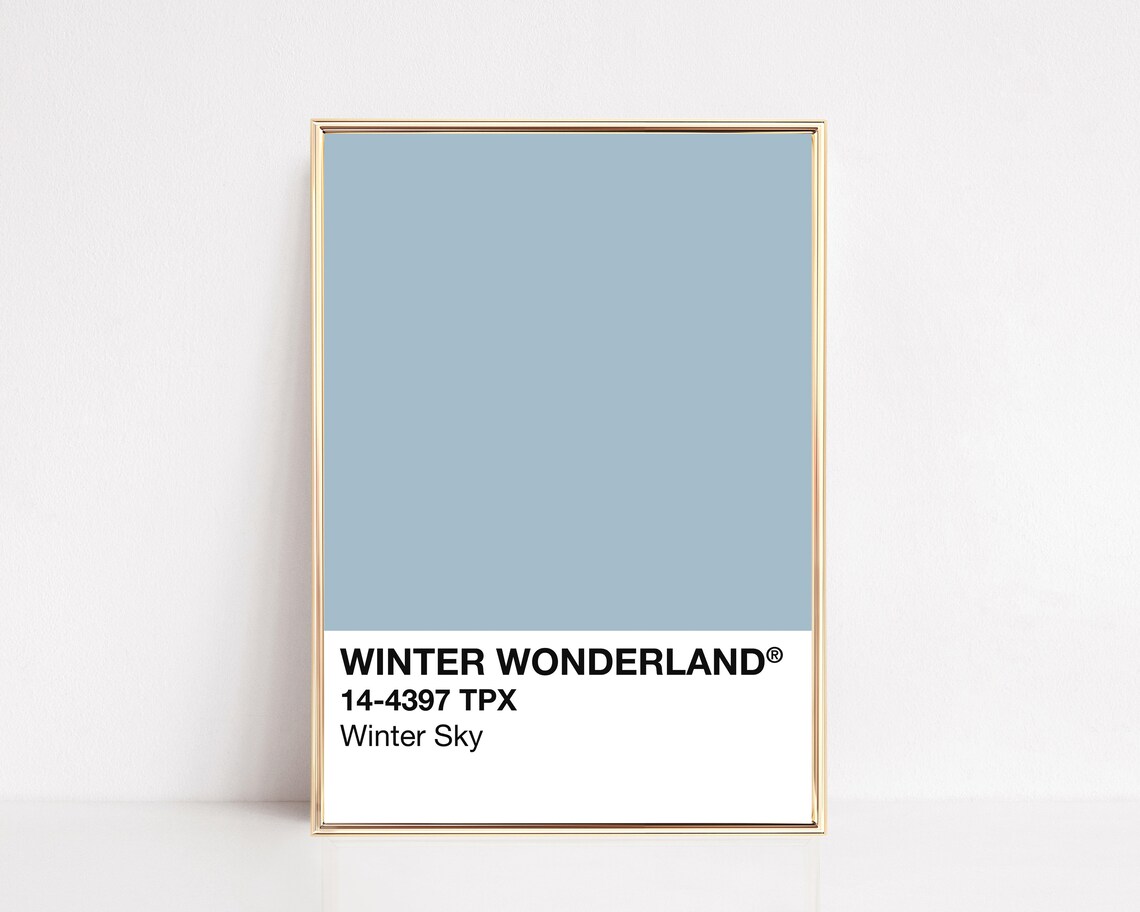 Winter Sky Pantone Inspired Color Block Christmas Wall Art Blue