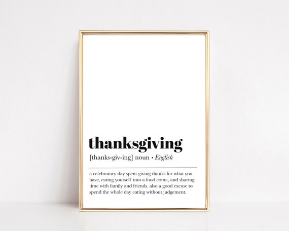 Thanksgiving Definition Print, Fall Holiday Decor
