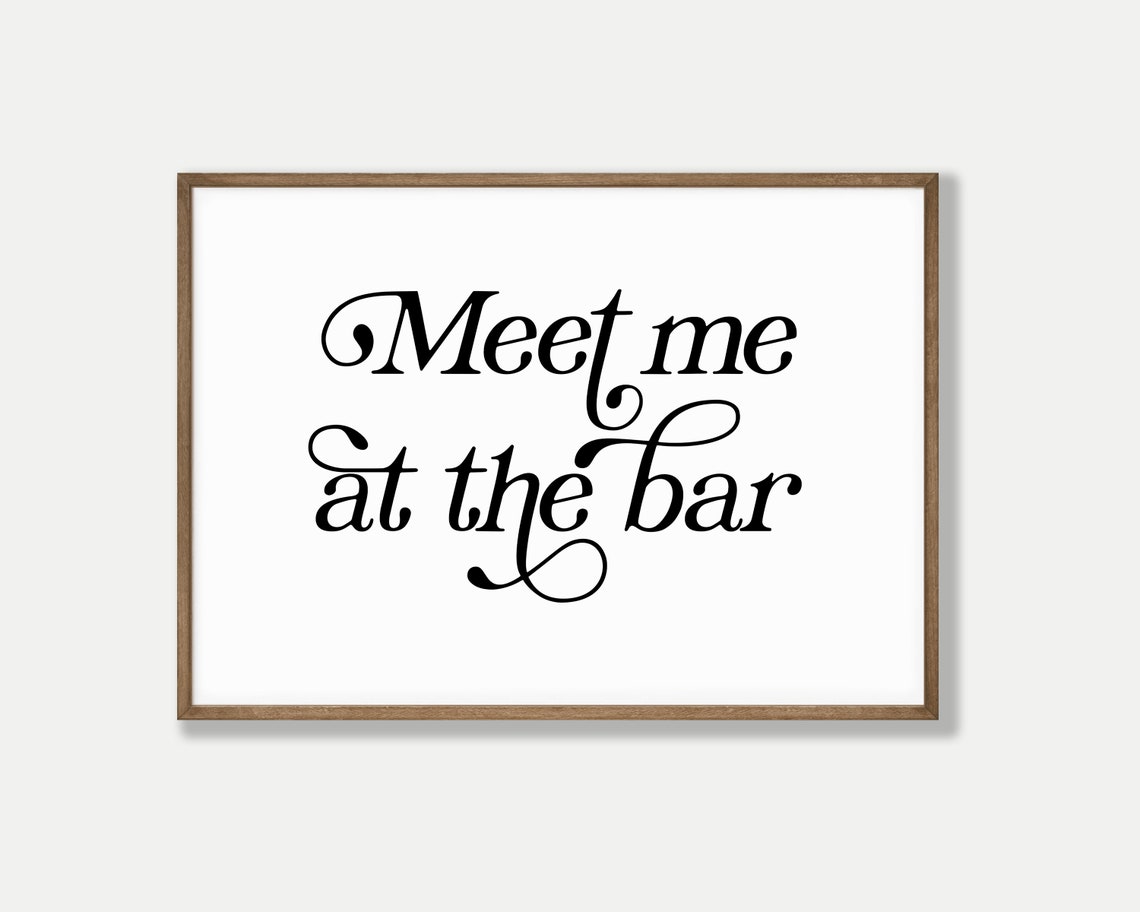 Meet Me At The Bar Black Fun Script Typography Bar Decor Poster - Image 2