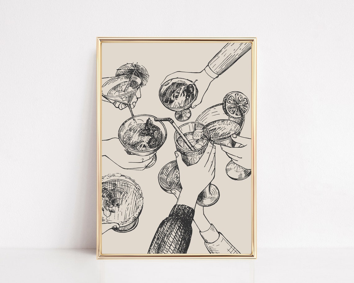 Bar Cart Cheers Retro Kitchen Art Print