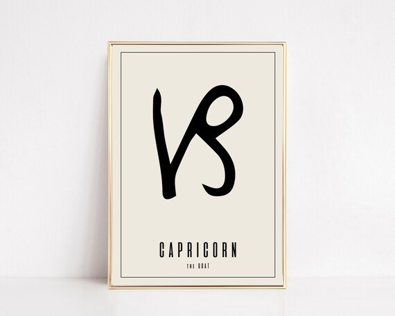 Capricorn Zodiac Sign Minimalist Astrology Symbol Art Poster