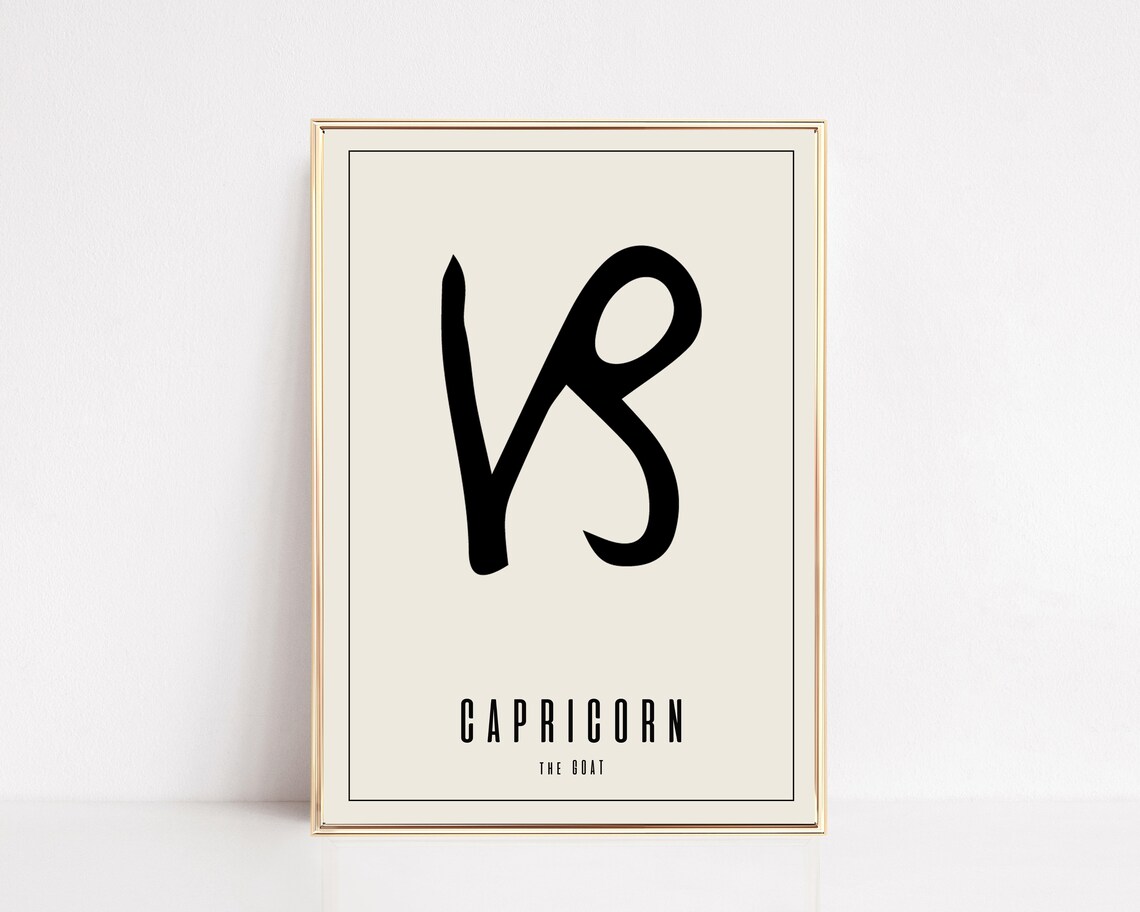 Capricorn Zodiac Sign Minimalist Astrology Symbol Art Poster