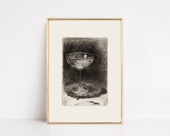 Vintage Bar Cart Art Print, Bar Wall Art