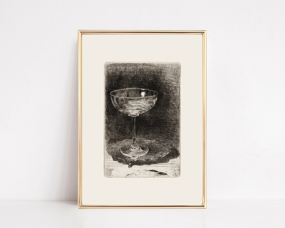 Vintage Bar Cart Art Print, Bar Wall Art
