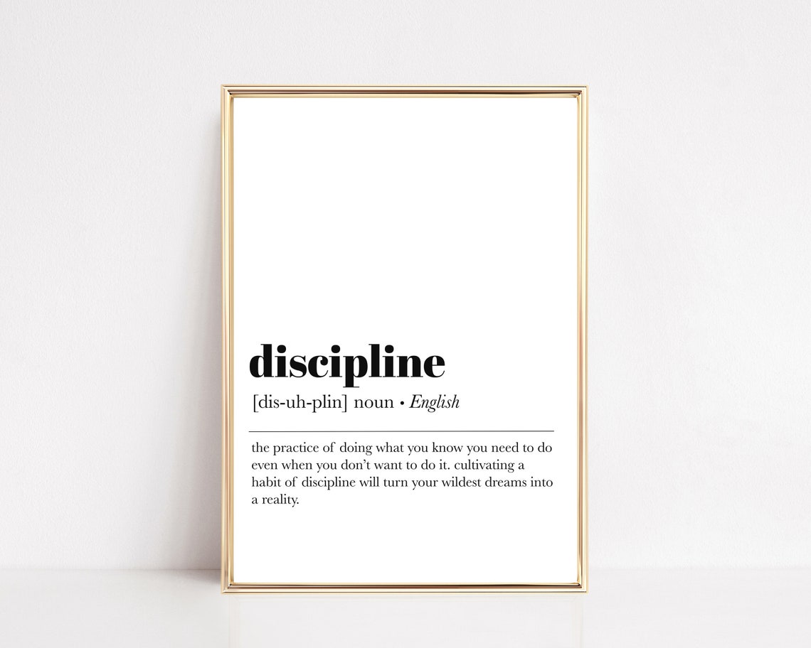 Discipline Definition Print Office Wall Art Home Office Decor Motivational Prints Dictionary Art Modern Decor