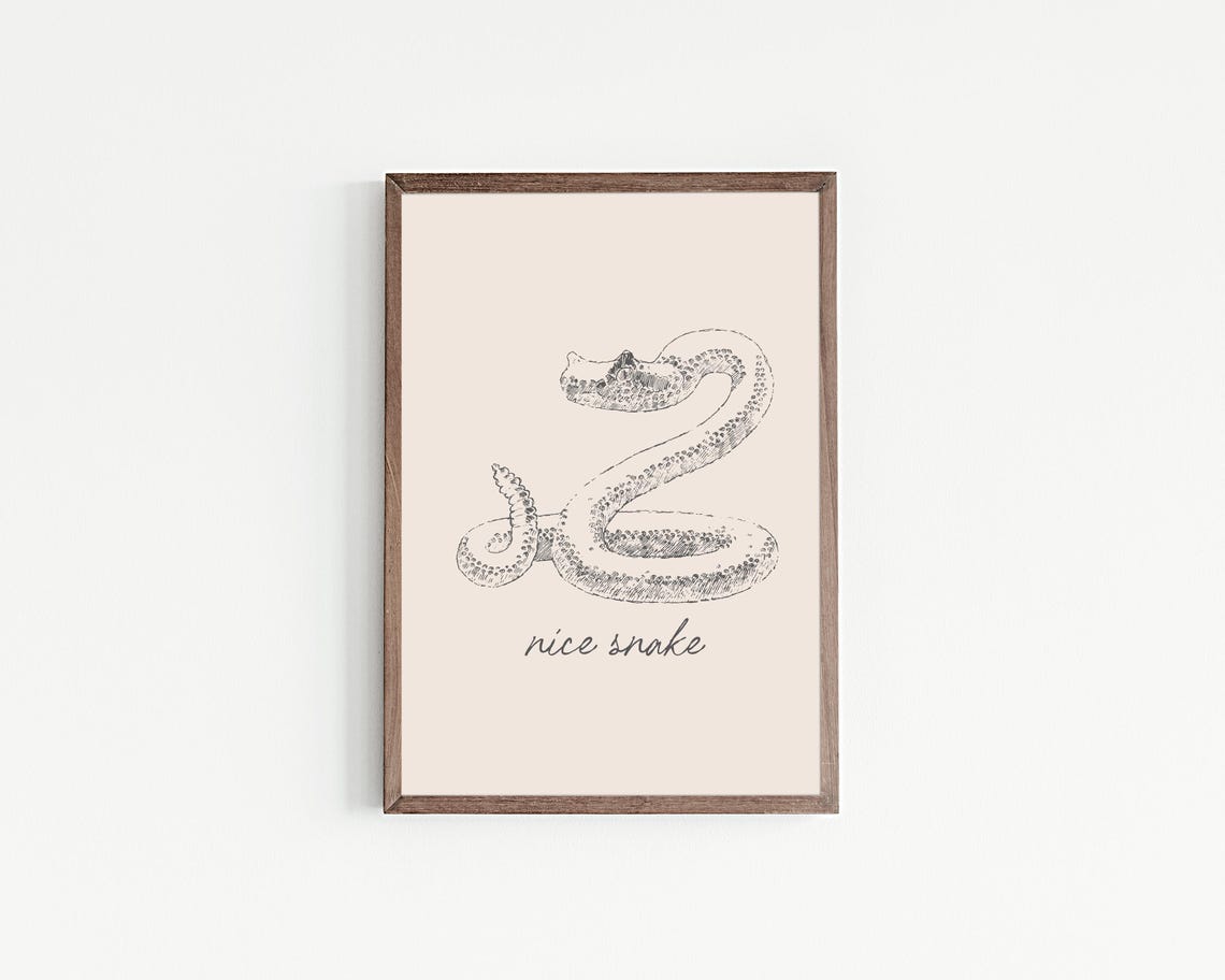 Nice Snake Minimalist Line Art Sketch Funny Bathroom Decor Poster - Image 2