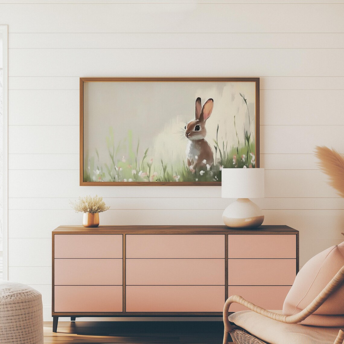 Little Brown Bunny Among Wildflowers Watercolor Animal Wall Art - Image 3