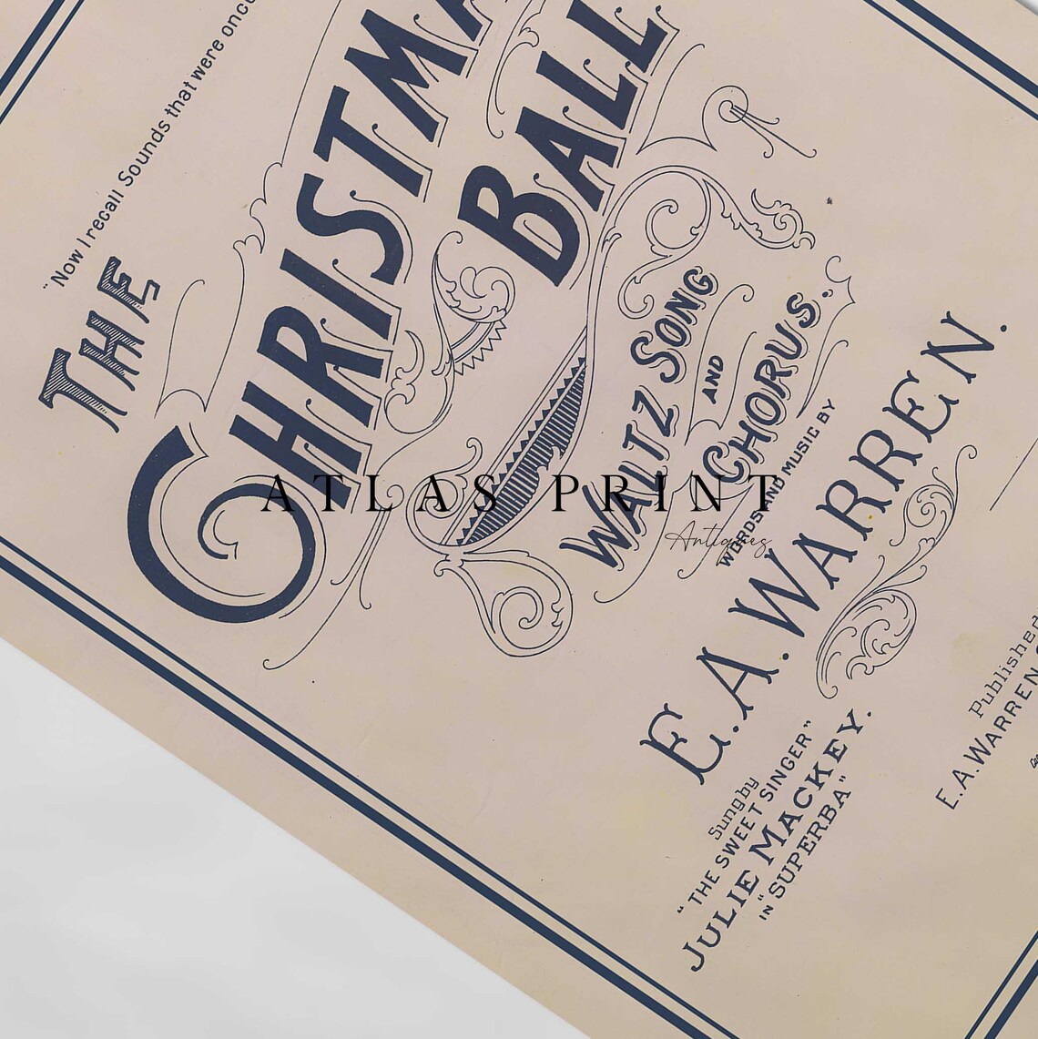 The Christmas Ball Waltz Sheet Music Cover Blue Vintage Music Print - Image 4