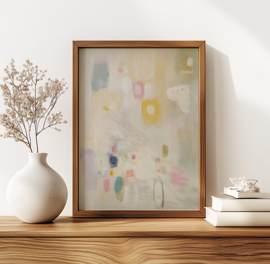 Soft Beige Pastel Abstract Shapes Minimalist Painting Poster - Image 3