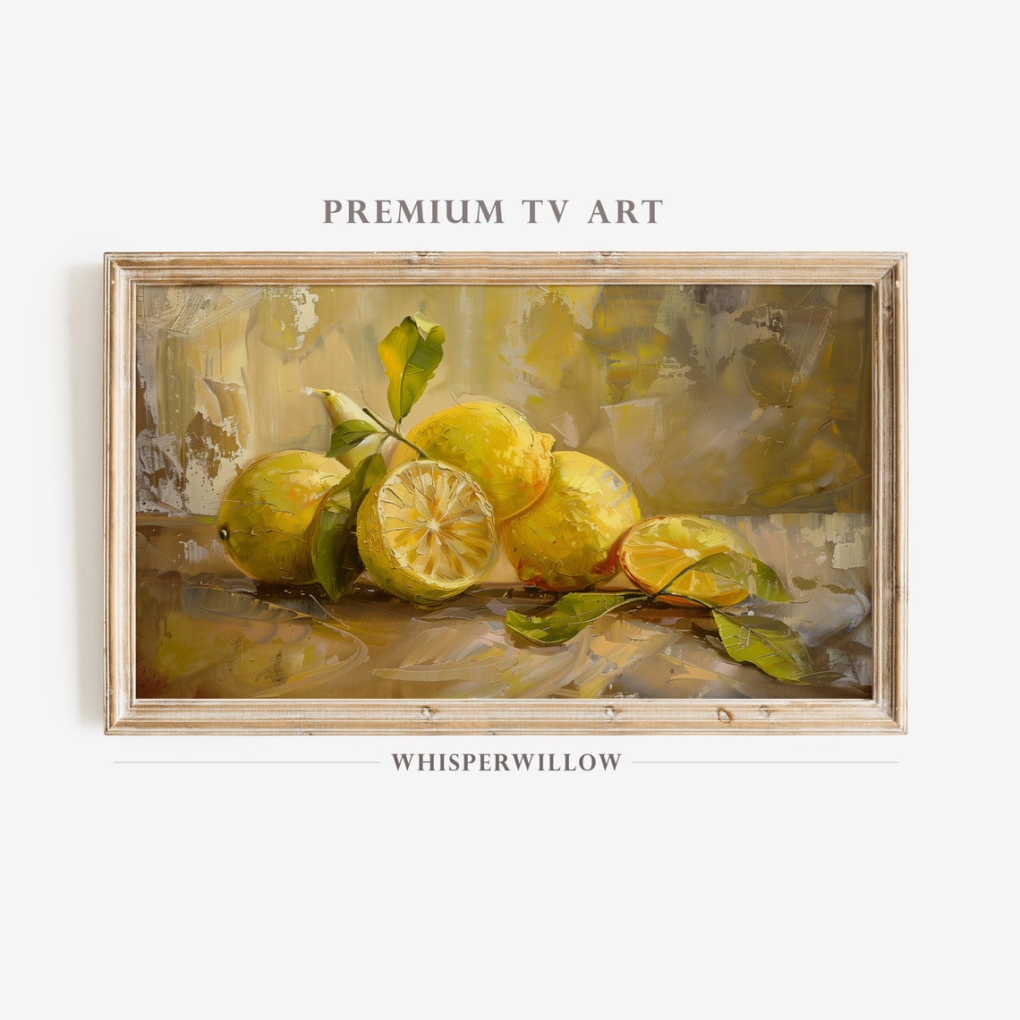 Golden Lemon Still Life Rustic Fruit Oil Painting Kitchen Poster