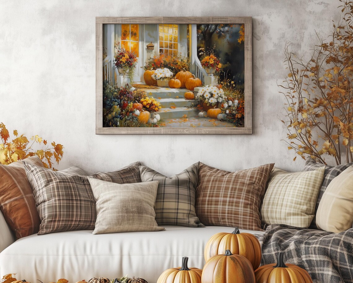 Autumn Floral and Pumpkins Halloween Wall Decor - Image 3