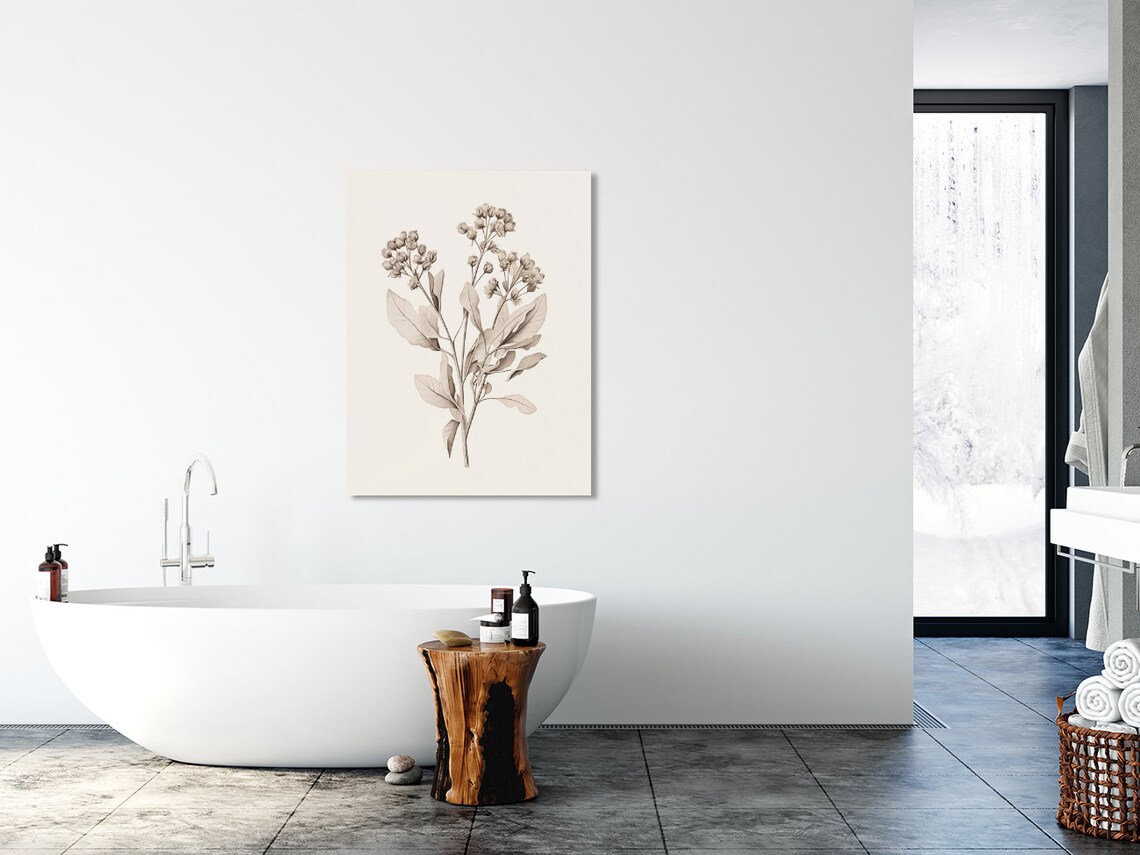 Sepia Flowering Branch Botanical Sketch Antique Foliage Study Poster - Image 4