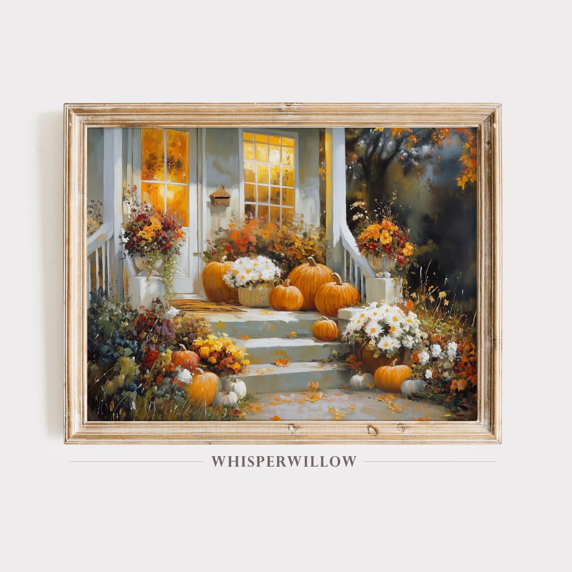 Autumn Floral and Pumpkins Halloween Wall Decor