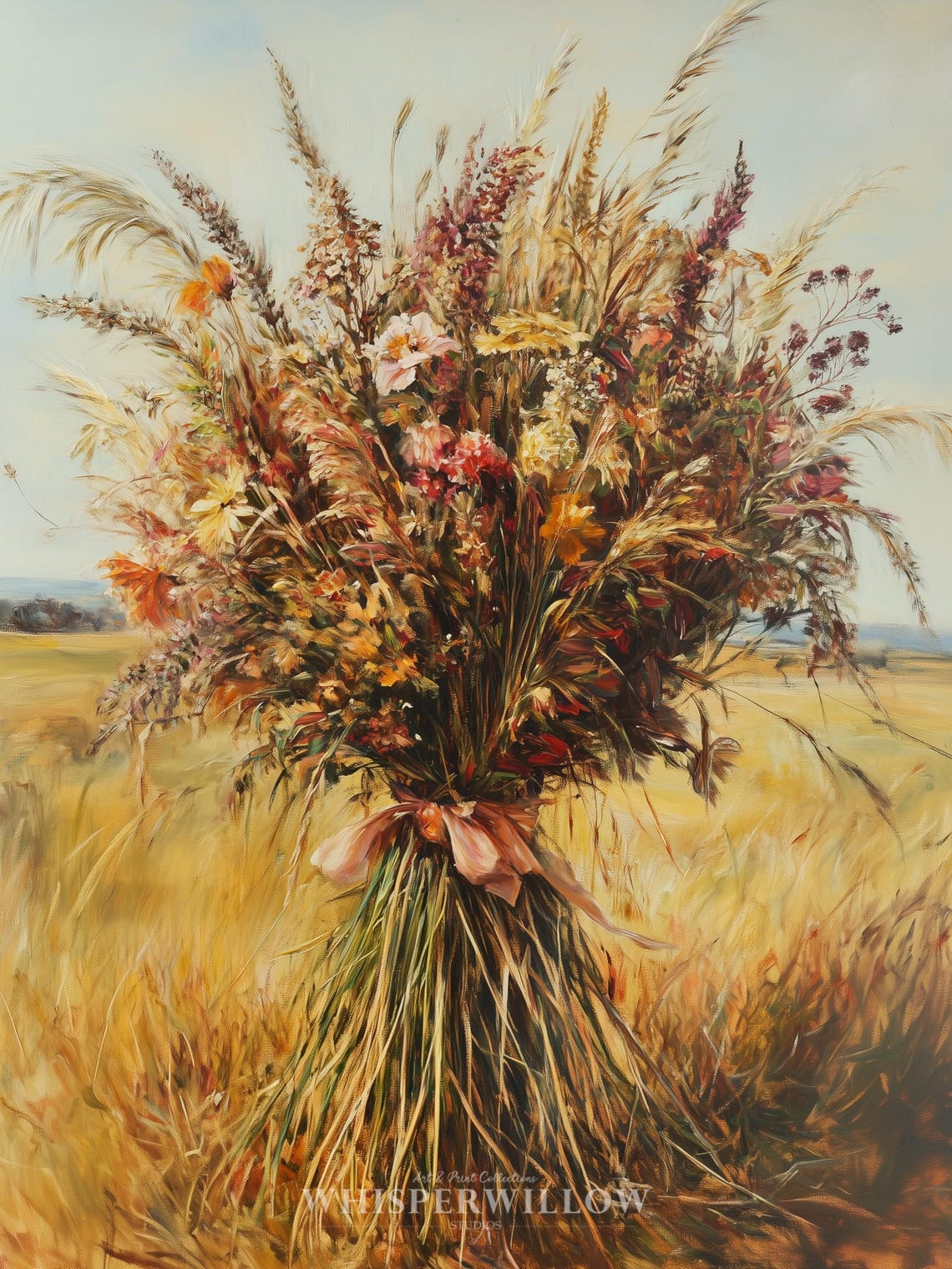Dried Flower Bouquet Painting Rustic Fall Farmhouse Wall Art - Image 6