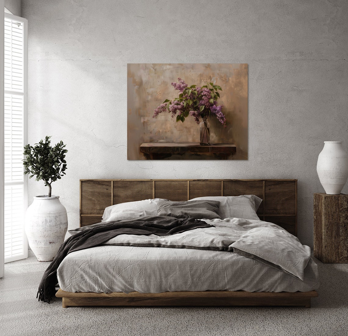 Lilac Branch Still Life Painting Purple Flowers in Vase Poster - Image 2