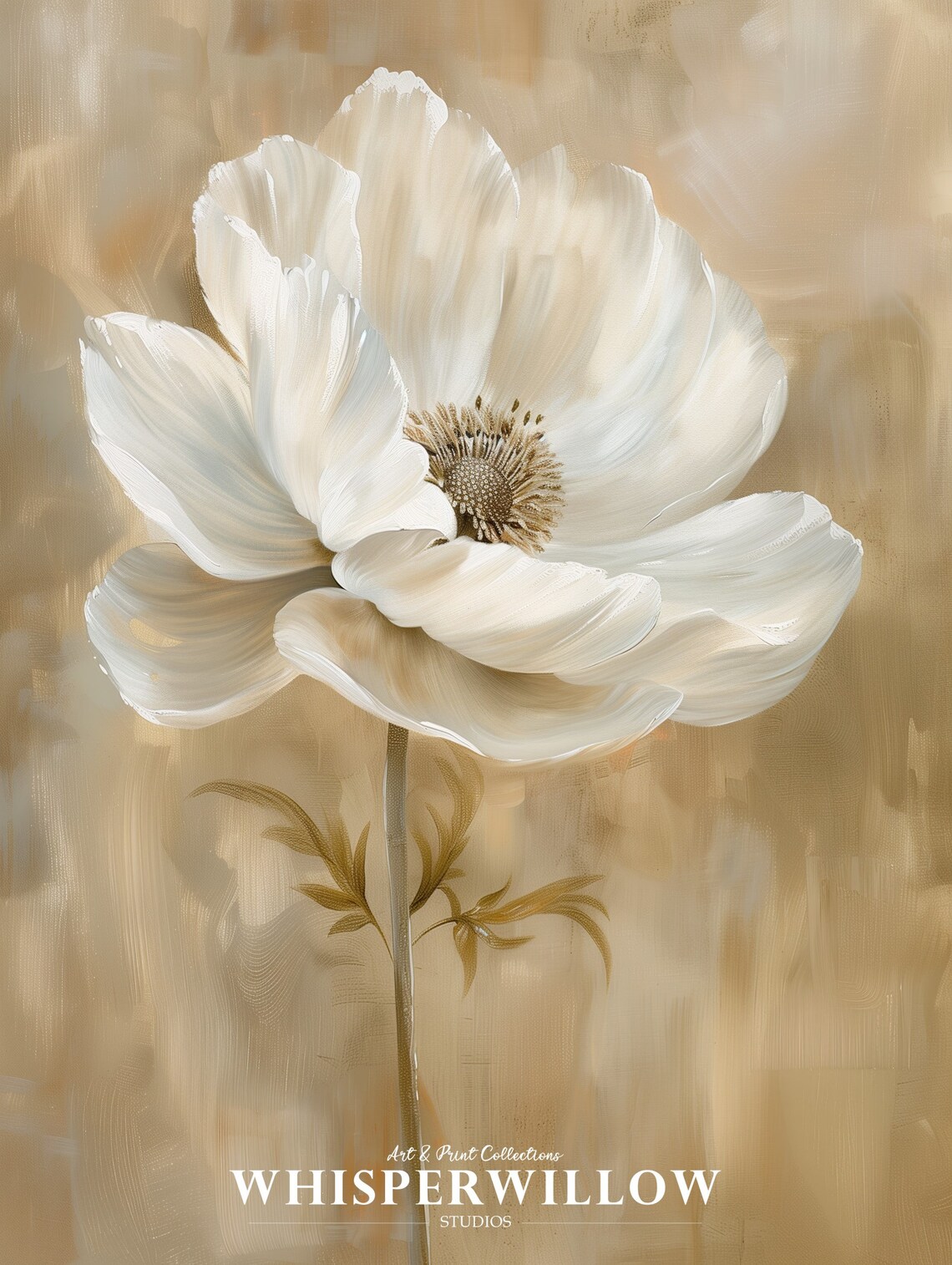 Anemone Soft White Bloom Painting, Vintage Floral Art - Image 6