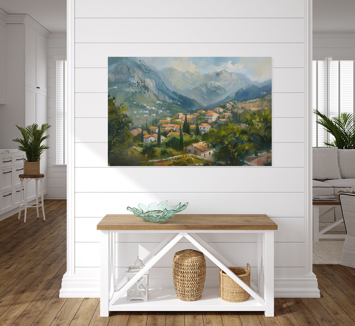 Antique Greek Mountains Oil Painting Print, Europe Decor - Image 5