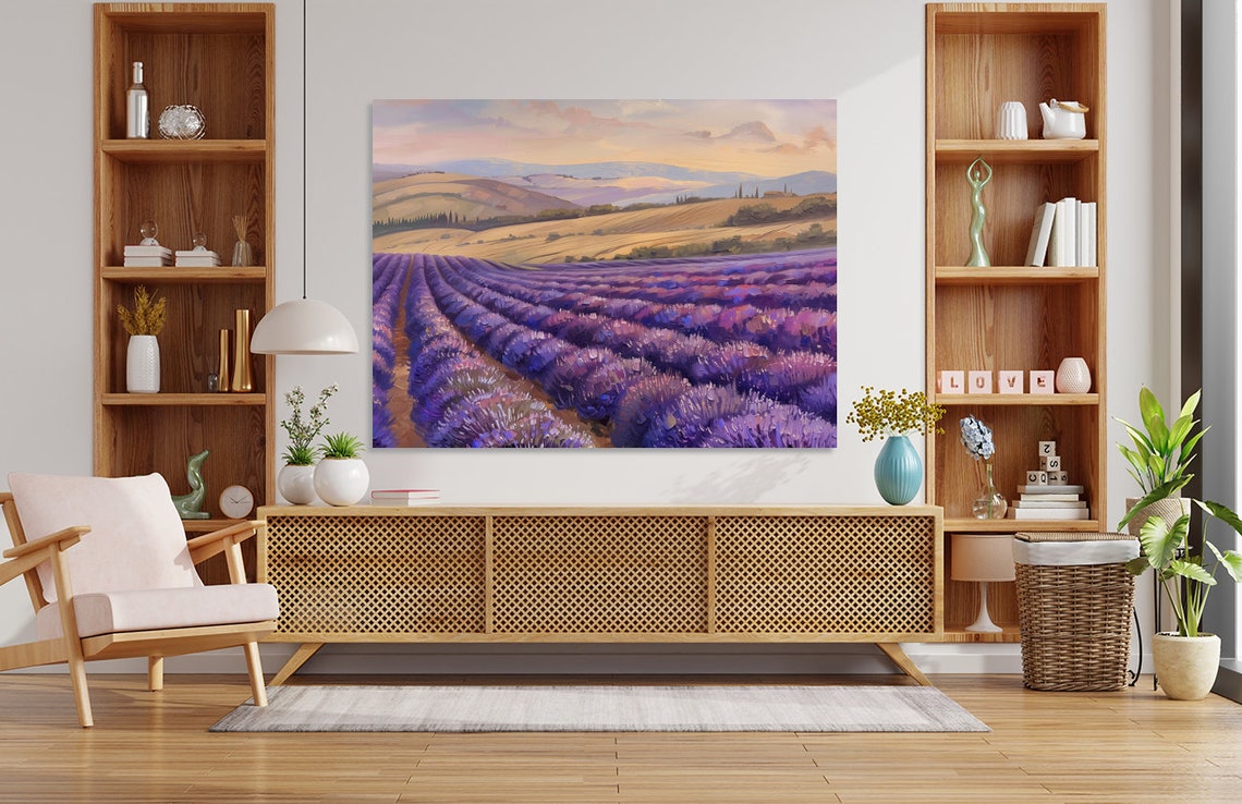 Endless Purple Lavender Fields At Sunset With Rolling Hills Art Poster - Image 4