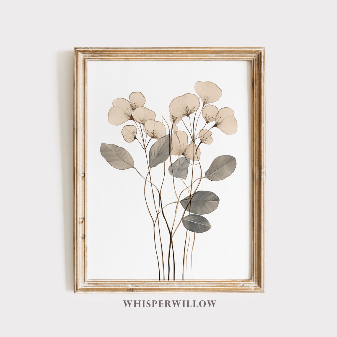 Minimalist Eucalyptus Stems Neutral Tones Botanical Art Poster