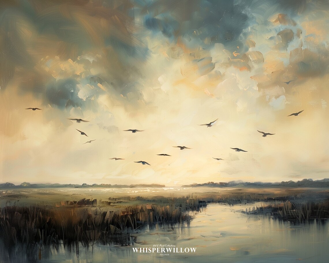Gloomy Marsh Vintage Landscape Art Print, Rustic Farmhouse - Image 6
