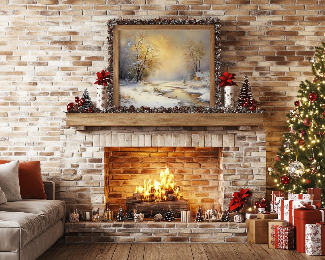 Winter Sunrise Glowing Over Snow Covered Stream and Cabin Poster - Image 3