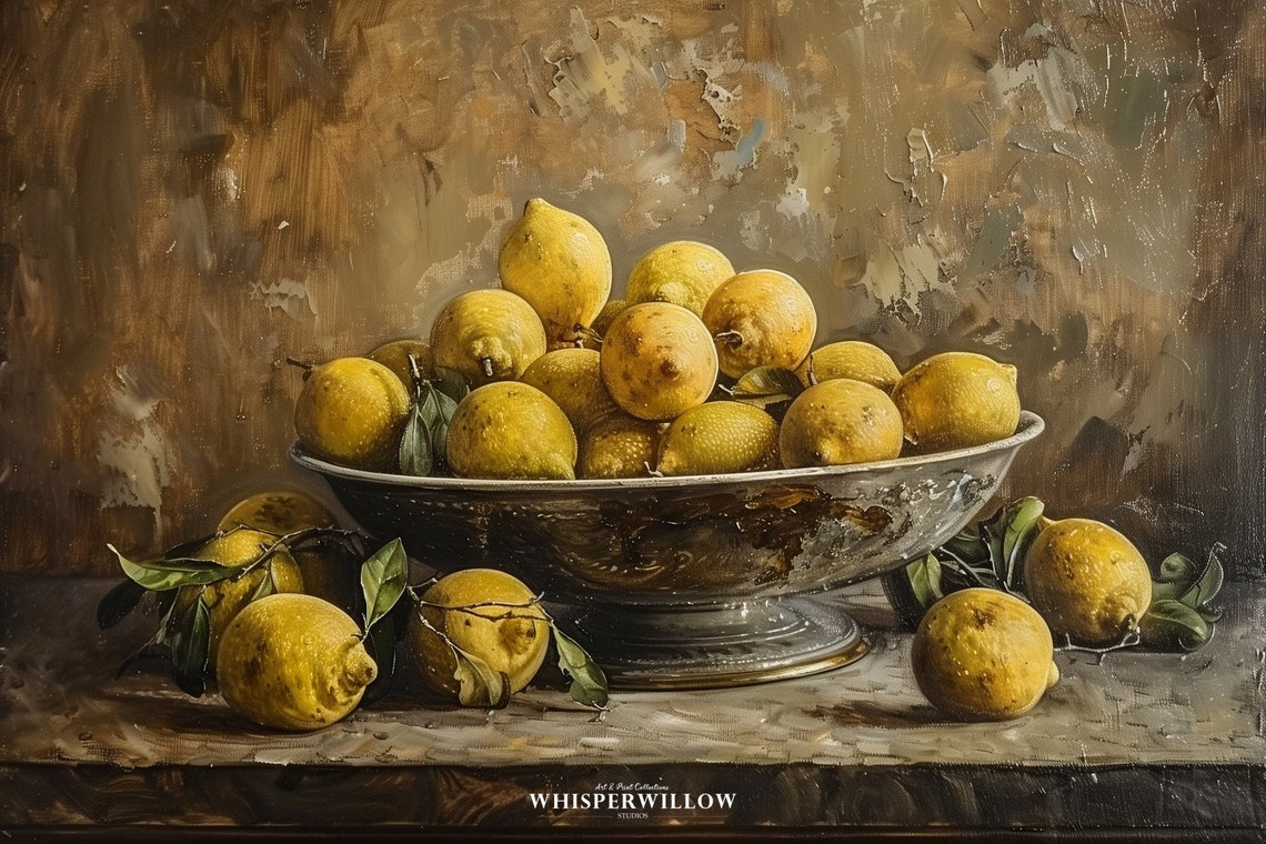Bowl Of Lemons Rustic Still Life Warm Vintage Kitchen Art Poster - Image 6