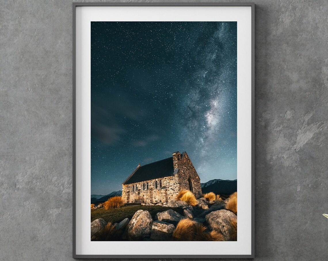Church Of The Good Shepherd Lake Tekapo Milky Way Night Sky Poster - Image 3