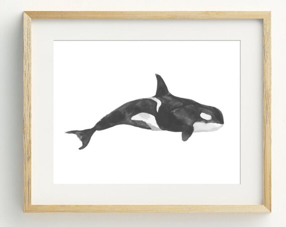 Whale Print Black And White Wall Art Orca Print Costal Beach Decor Monochrome Minimalist Decor 5x7 8x10 11x14 16x20