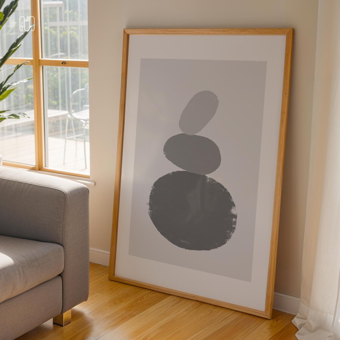 Calm Balance Minimal Abstract Stones Painting Gray Neutral Home Decor Poster