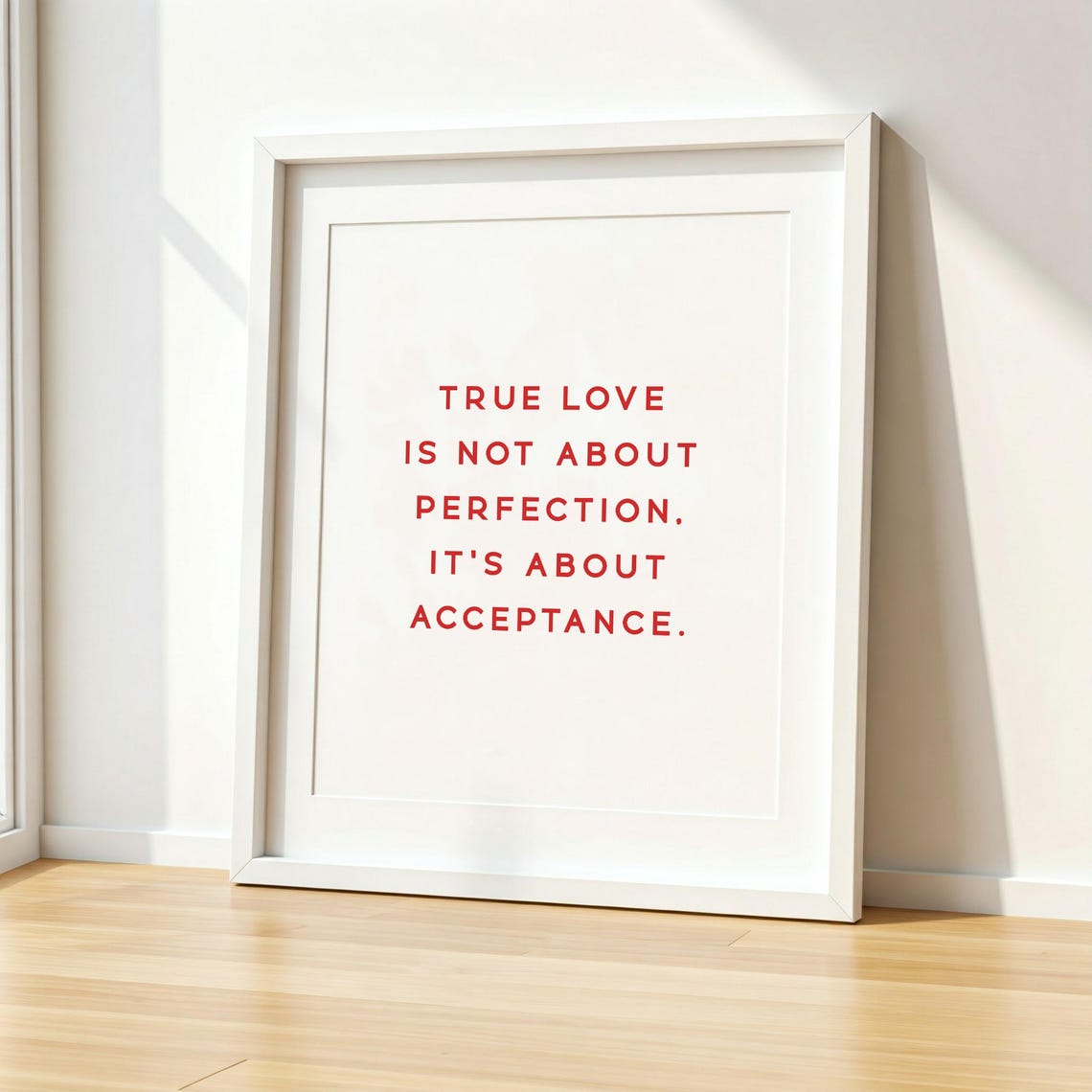 True Love Is Not About Perfection Acceptance Warm Red Quote Poster - Image 2