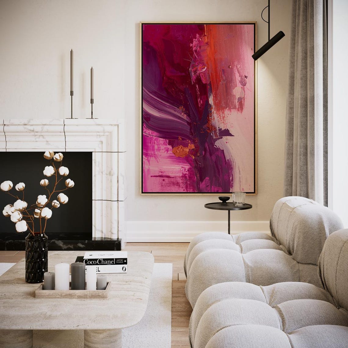 Magenta Purple And Orange Abstract Brushstroke Modern Art Poster