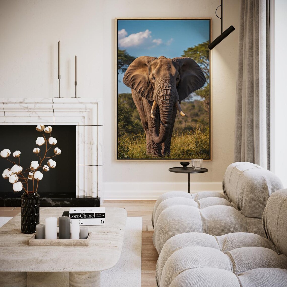 Majestic Elephant In The Savannah Artwork Wall Art