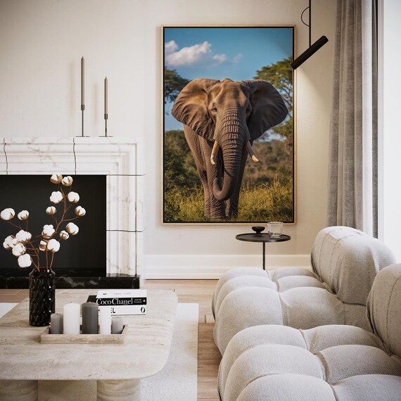 Majestic Elephant In The Savannah Artwork Wall Art