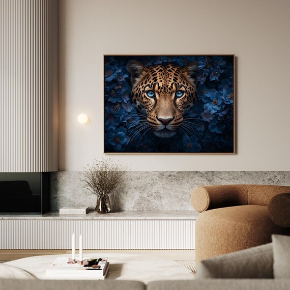 Eyes Of The Cheetah In Floral Splendor Artwork Wall Art