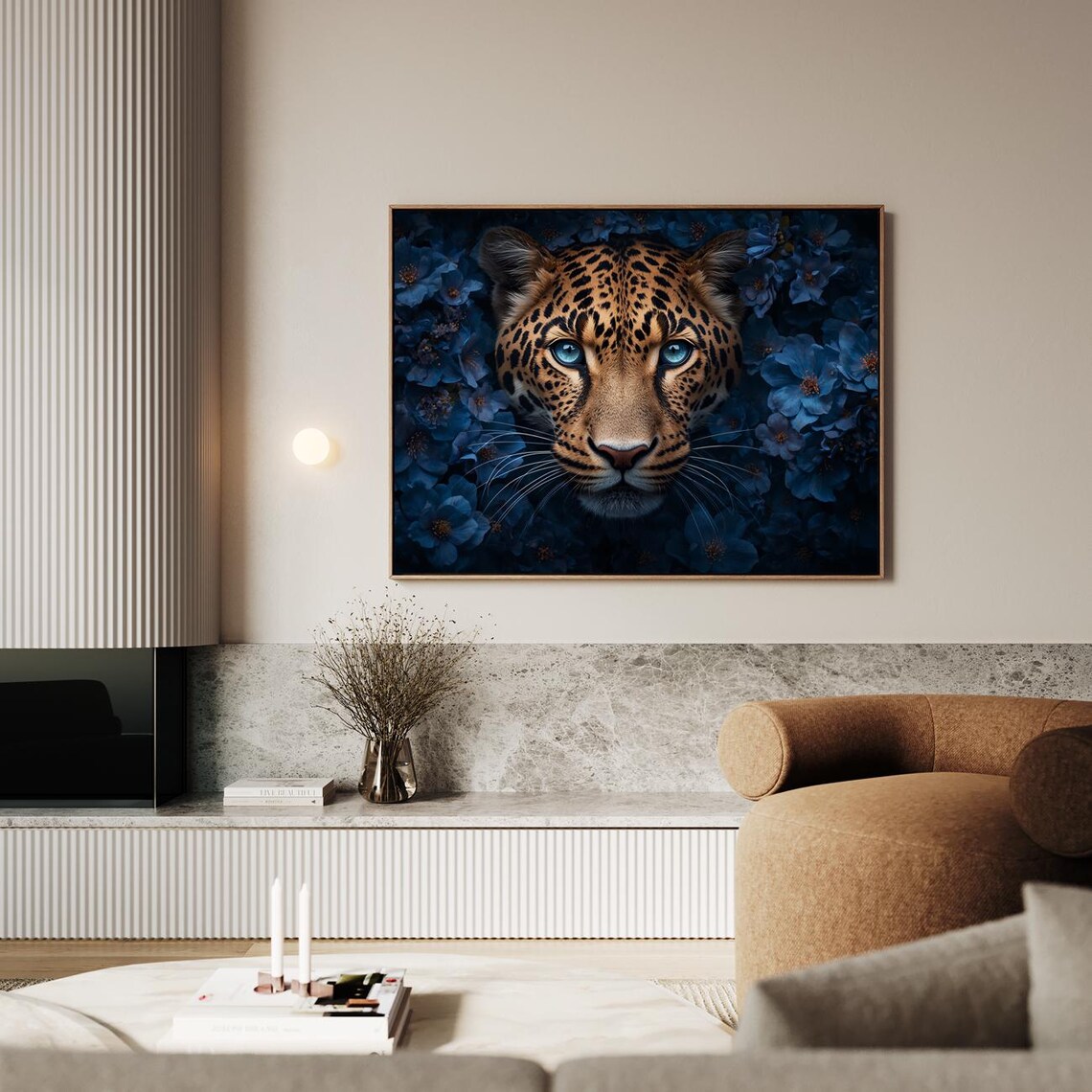 Eyes Of The Cheetah In Floral Splendor Artwork Wall Art