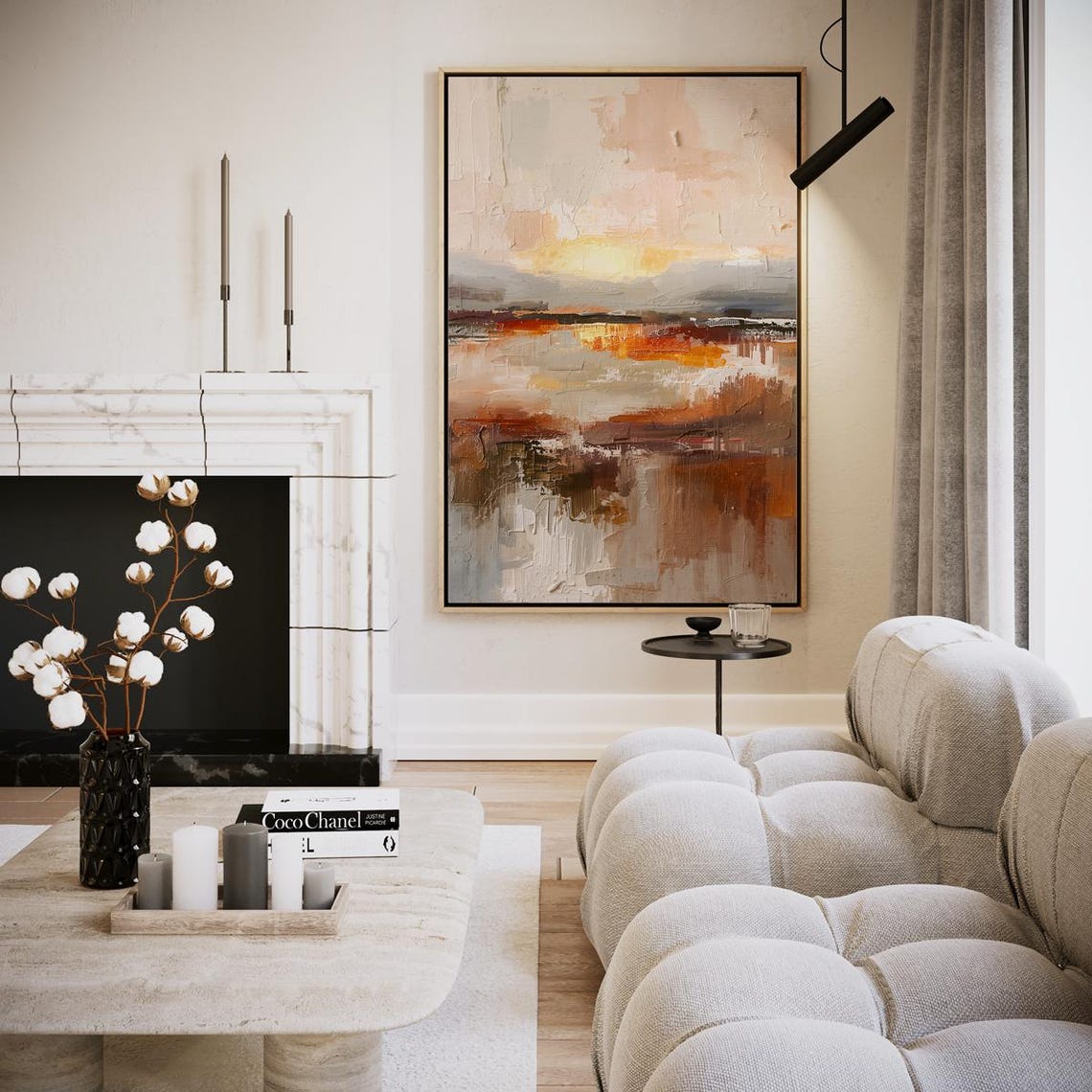 Sunset Abstraction Warm Textured Brushstroke Modern Art Poster