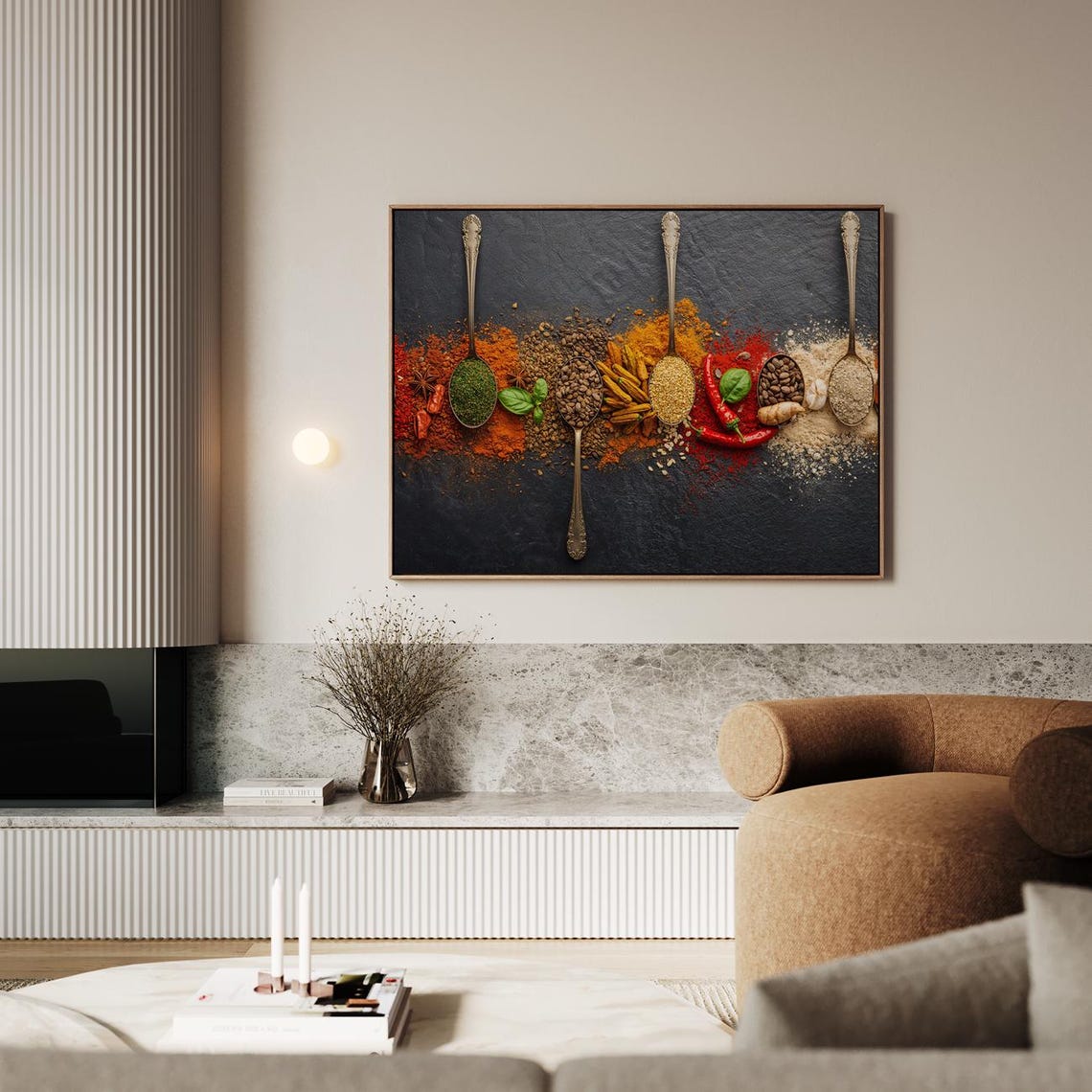Colorful Spice Spoons Overhead Culinary Kitchen Photography Poster