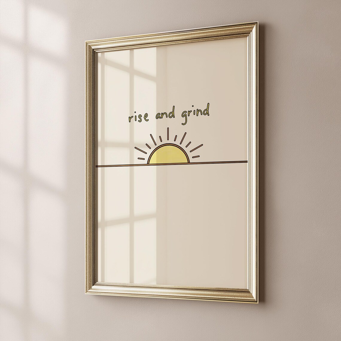 Rise And Grind Minimal Sunrise Line Art Kitchen Coffee Poster - Image 3