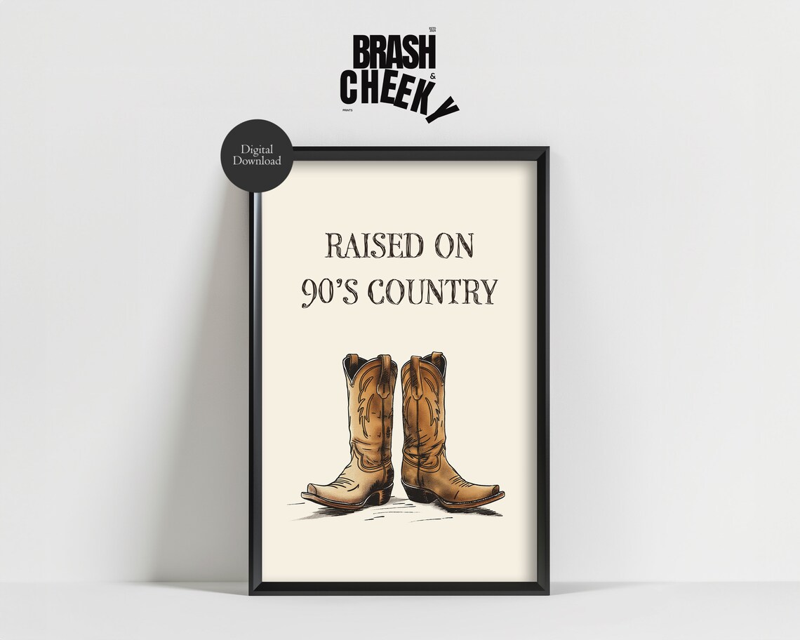 Raised On 90s Country Art Print, 80s Baby Decor