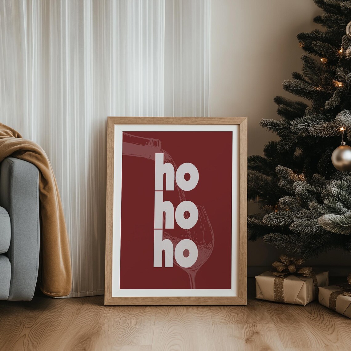Ho Ho Ho Wine Christmas Kitchen Print Cute Holiday Wine Print Unique Christmas Print - Image 2