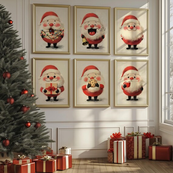 Santa Wall Art Printables Santa Moods Print Santa Claus Activity Decor Cute Santa Holiday Gift Diy Holiday Decor Mantle Decor