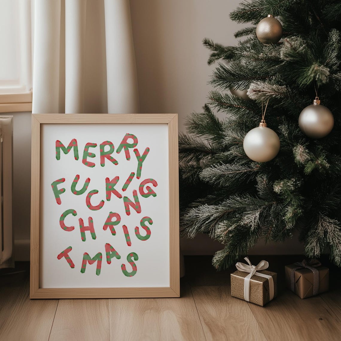 Merry Christmas Sweary Candy Cane Lettering Holiday Art Print - Image 3