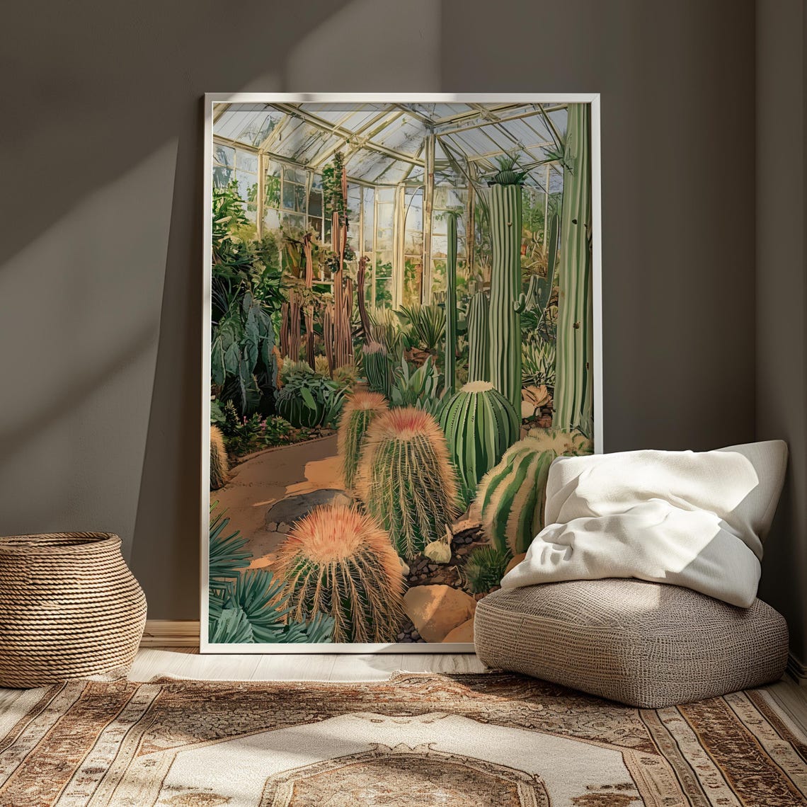 Lush Golden Barrel Cacti Glasshouse Botanical Garden Art Poster - Image 5