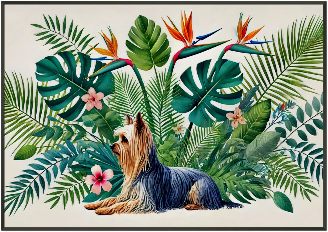 Yorkshire Terrier Tropical Botanical Garden Elegant Dog Poster