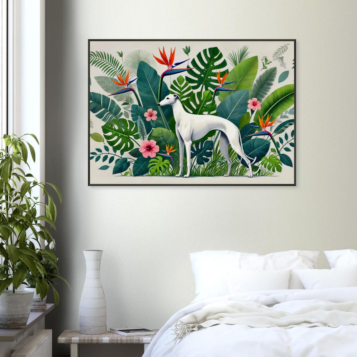 Elegant White Greyhound Tropical Botanical Garden Flower Poster - Image 4