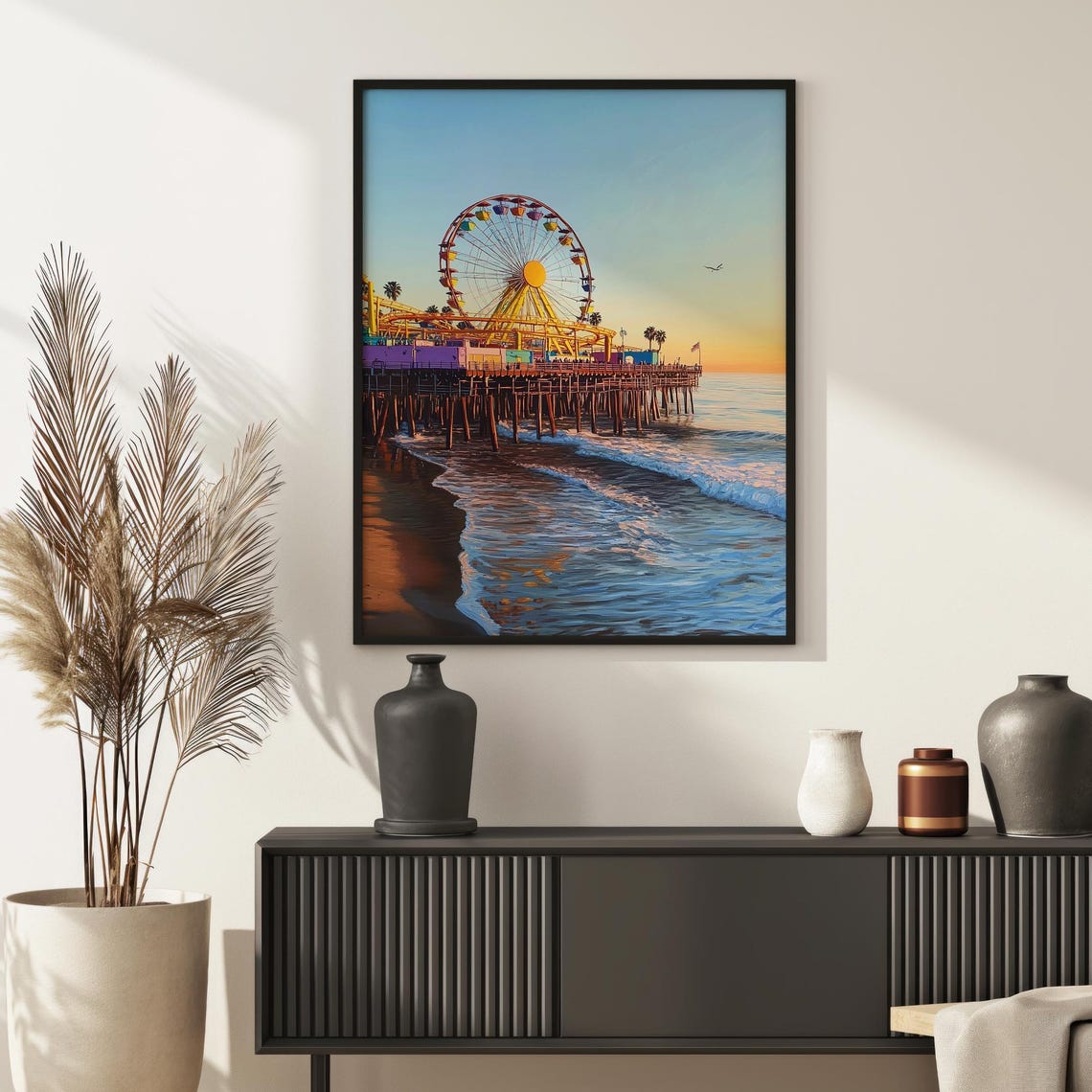 Santa Monica Pier Ferris Wheel Sunset Beach California Poster - Image 3