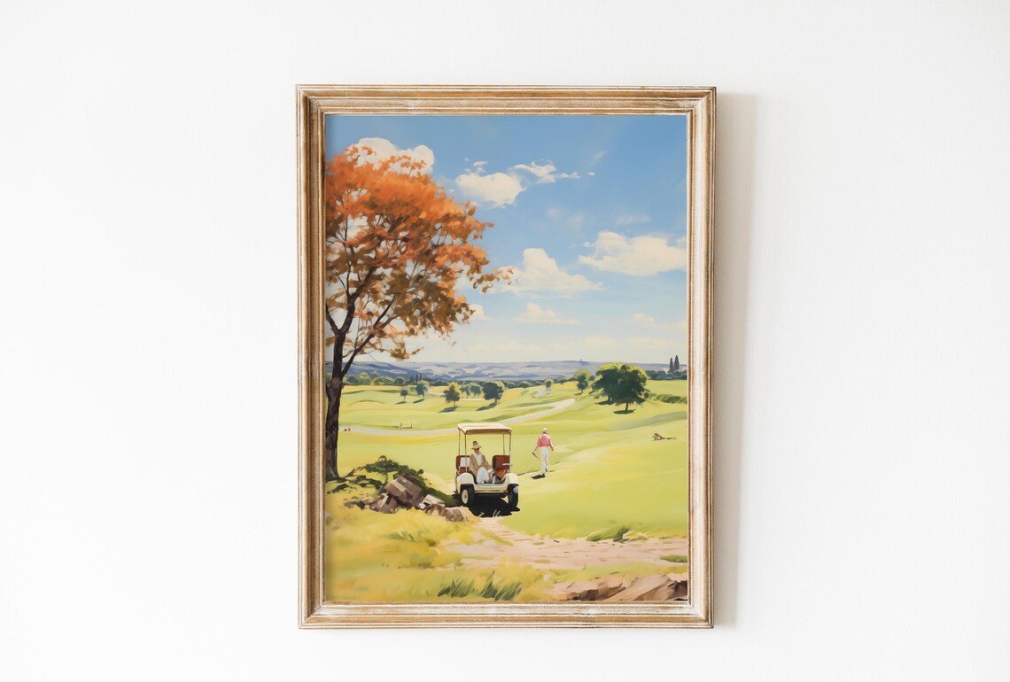 Retro Golf Cart Minimalist Golf Poster, Art Print