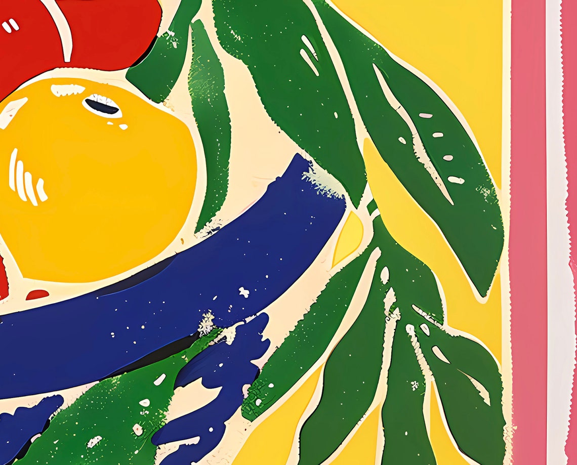 Colorful Fruit Bowl Lemons Oranges Modern Kitchen Art Poster - Image 3
