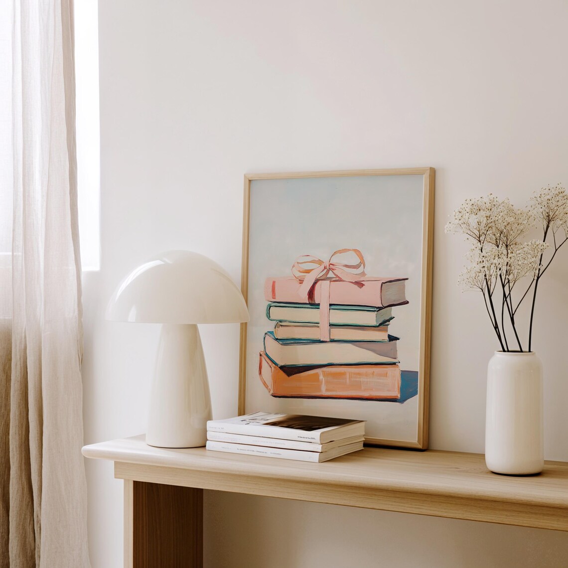 Book Lover Print, Pink Bow Pastel Apartment Aesthetic - Image 4
